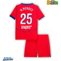 Paris Saint-Germain Nuno Mendes #25 Tredjedraktsett Barn 2025-26 Kortermet (+ Korte bukser)